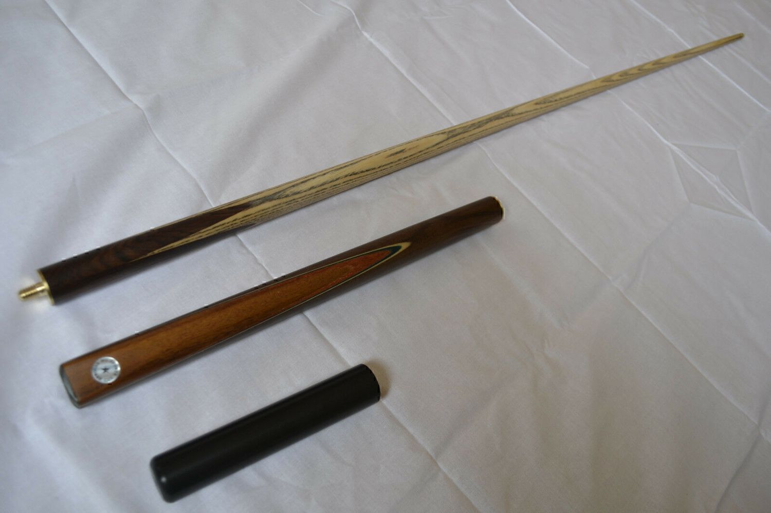 Handmade 3/4 Jointed 57" Ash Shaft Rosewood Butt Snooker Cue - E7 Female Thread Mini Butt