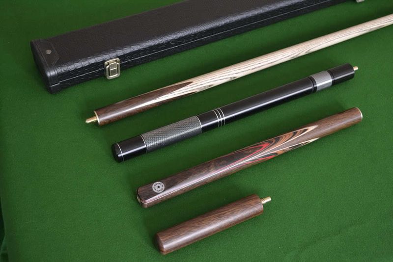 Handmade 3/4 Piece 57 Inch Ash Snooker/Pool Cue Complete Set - Black Case/Extension/Rosewood Butt