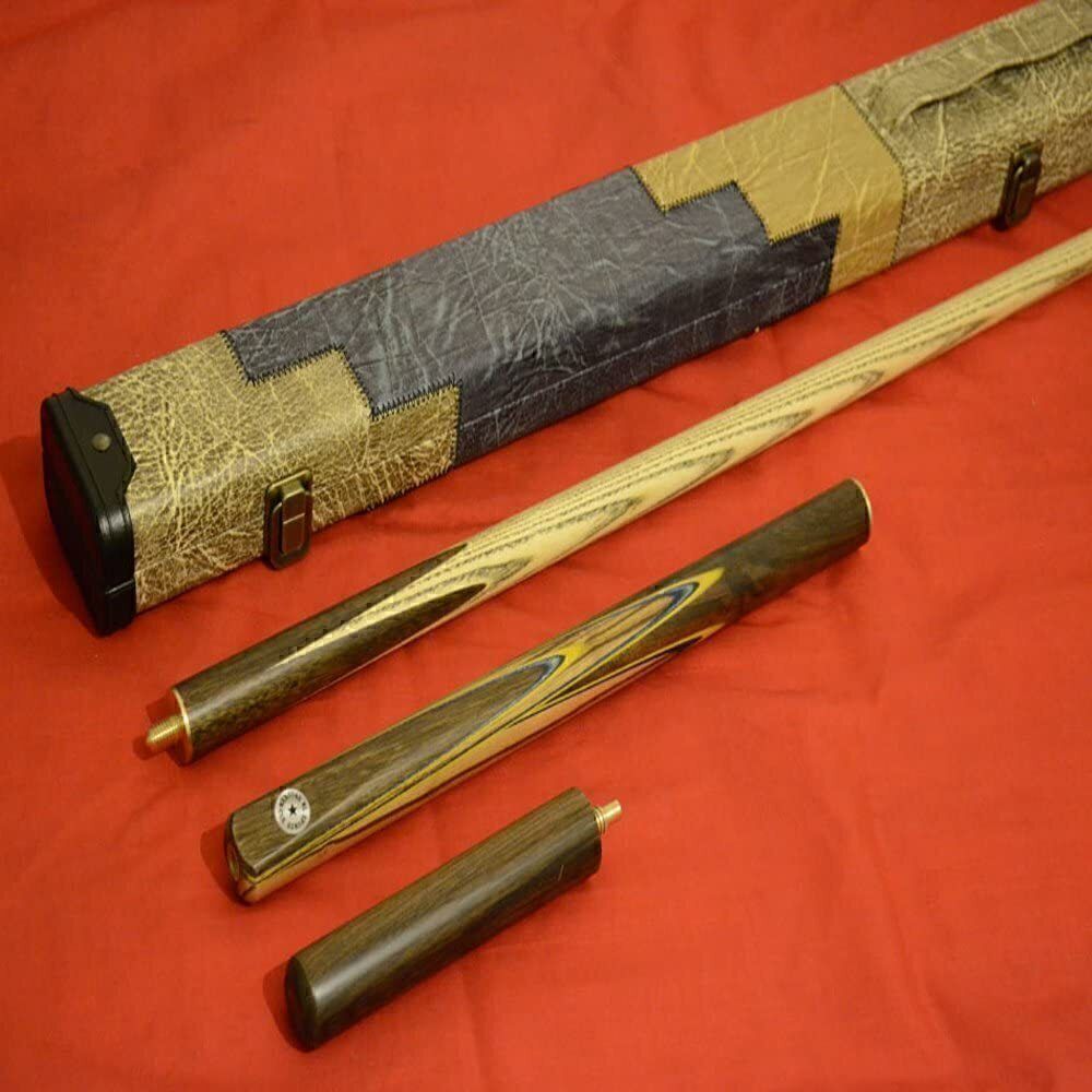 Handmade 3/4 piece Rosewood Inlayed Butt and Ash Snooker Cue with Denim Design Case