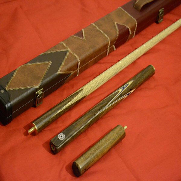 Handmade 3/4 piece ZEBRA WOOD INLAYED (57 Inch) Ash Snooker Cue Set with Luxury Case