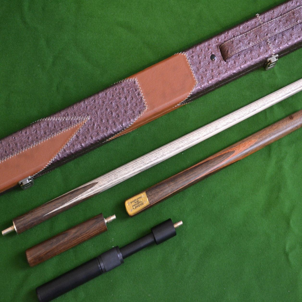 Handmade 4 Piece Snooker Cue Set with Leather Case, Telescopic Extension and Mini Butt