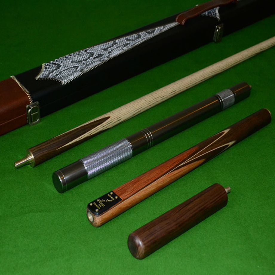 Handmade 4 piece ZEBRA WOOD INLAYED Ash Snooker/Pool Cue Complete Set