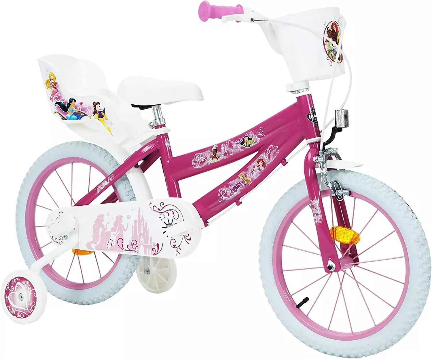 Huffy Disney Princess 14 Inch Deluxe Girls Bike in Pink and White