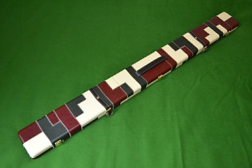 Luxury Hand Crafted 3/4 Three Compartment Wide Patch Diamond Design Hard Snooker Cue Case