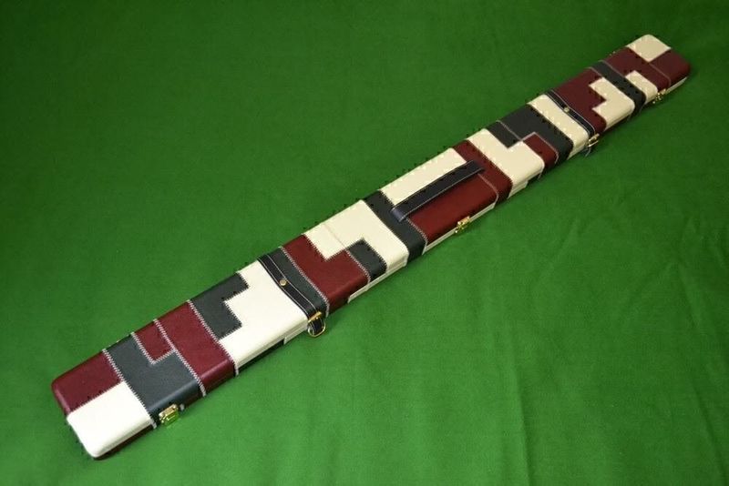 Luxury Hand Crafted 3/4 Three Compartment Wide Patch Diamond Design Hard Snooker Cue Case