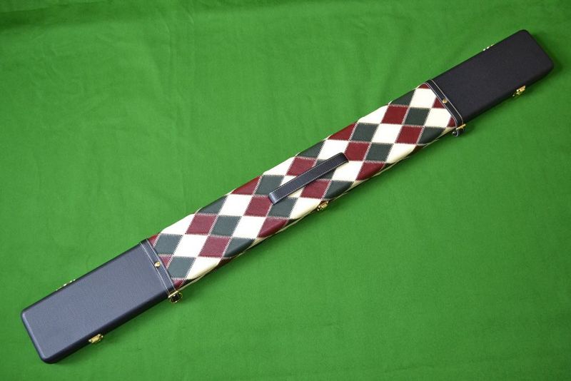 Luxury Hand Crafted 3/4 Three Compartment Wide Patch Diamond Design Hard Snooker Cue Case