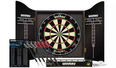 Winmau Blade 6 Championship Dartboard with Cabinet & Darts Sets