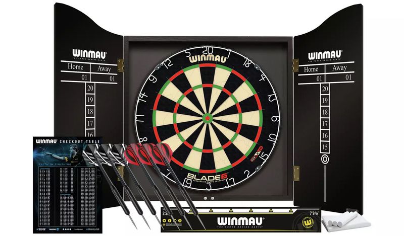Winmau Blade 6 Championship Dartboard with Cabinet & Darts Sets