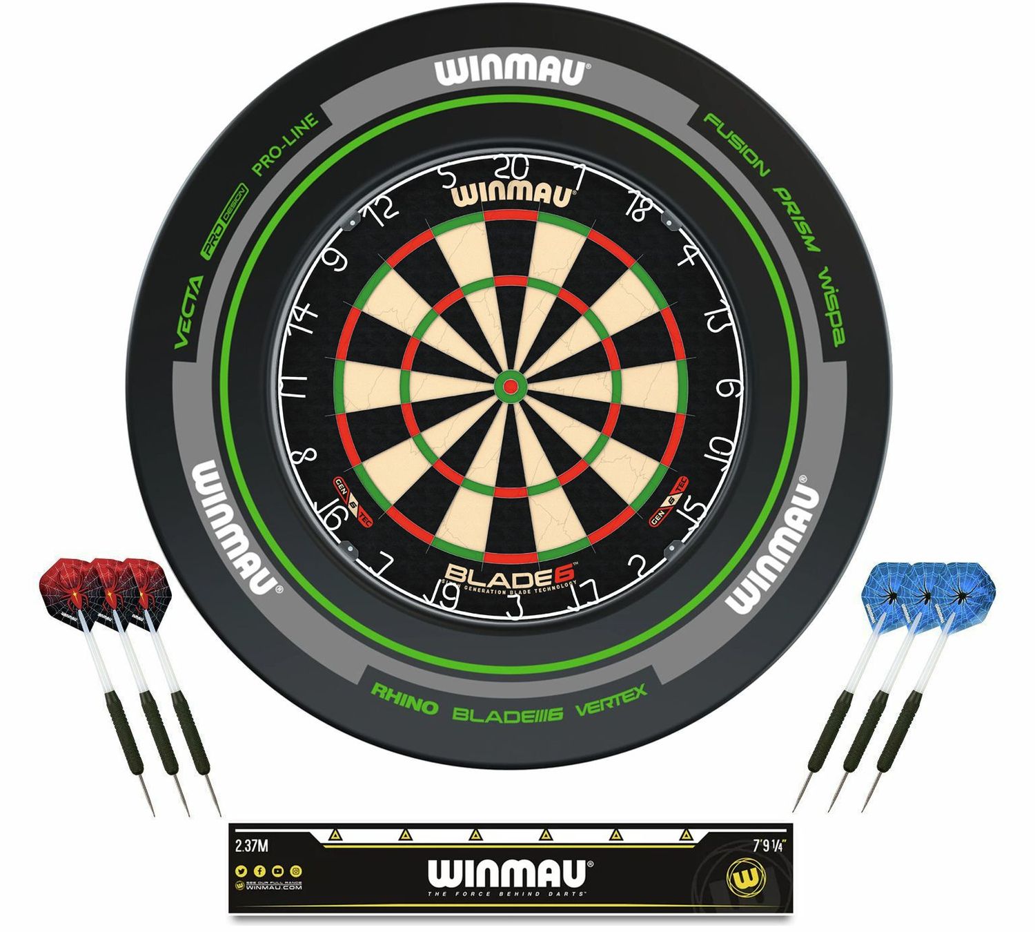 Winmau Blade 6 Dartboard and Advance Surround Set with Darts and Oche