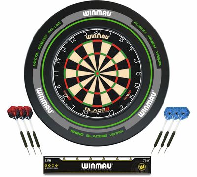 Winmau Blade 6 Dartboard and Advance Surround Set with Darts and Oche