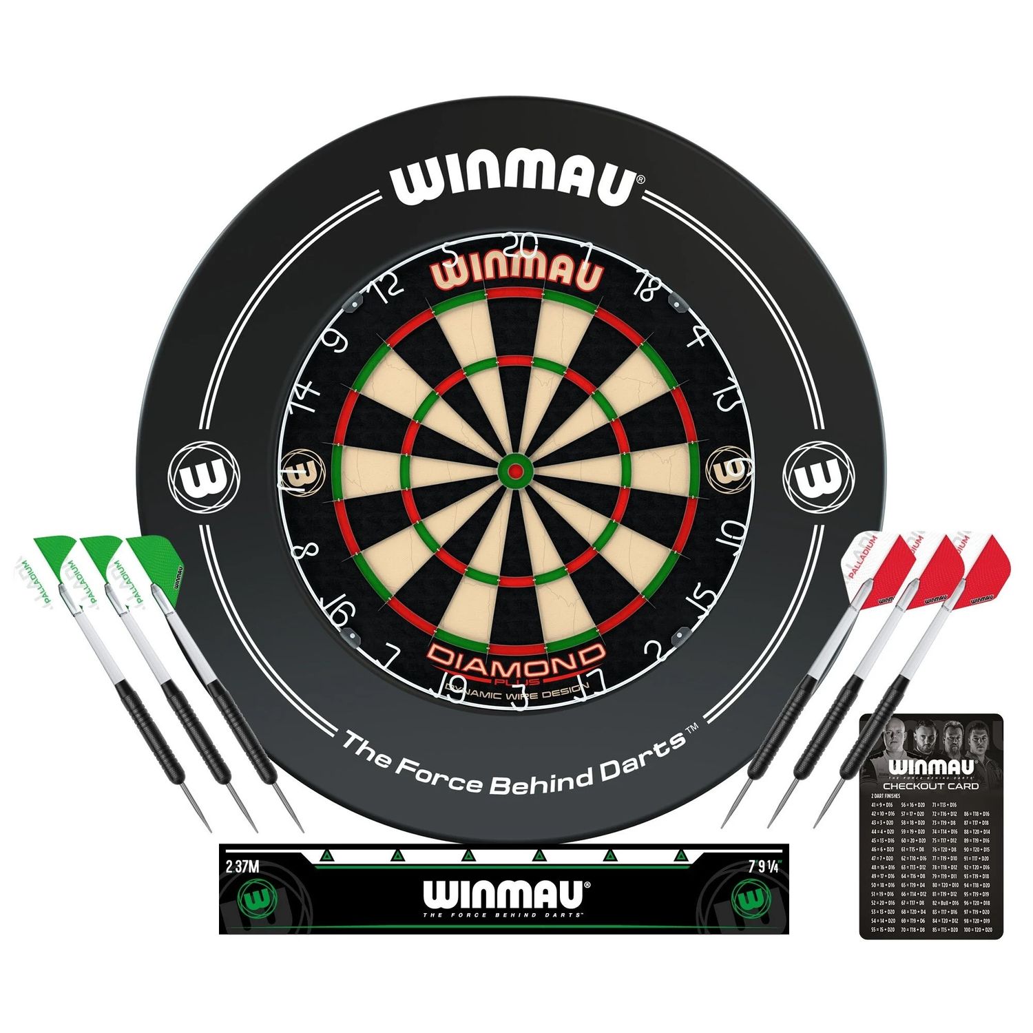 Winmau Professional Diamond Plus Dartboard and Surround Set with Darts and Oche