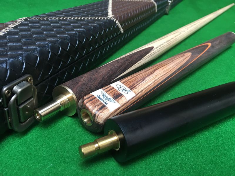 3/4 Handmade Ash and Rosewood 57.1 Inch Snooker Cue Set with Luxury Hard Case
