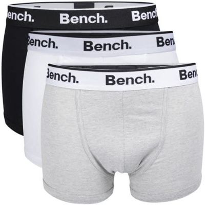 Bench 3 Pack Loyal Mens Designer Boxer Shorts / Trunks in Grey / White / Black