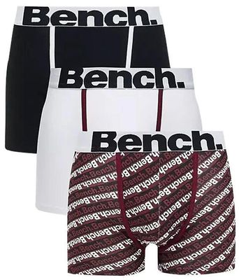 Bench 3 Pack Mendes Mens Designer Boxer Shorts / Trunks In Black / White and Stripe