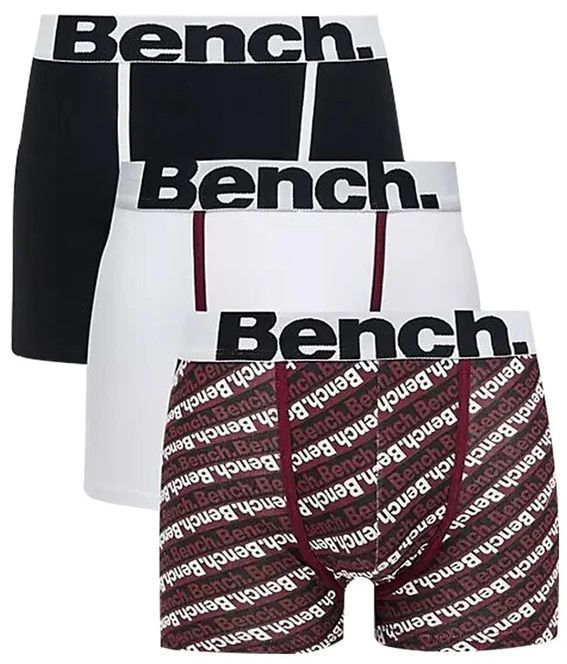 Bench 3 Pack Mendes Mens Designer Boxer Shorts / Trunks In Black / White and Stripe