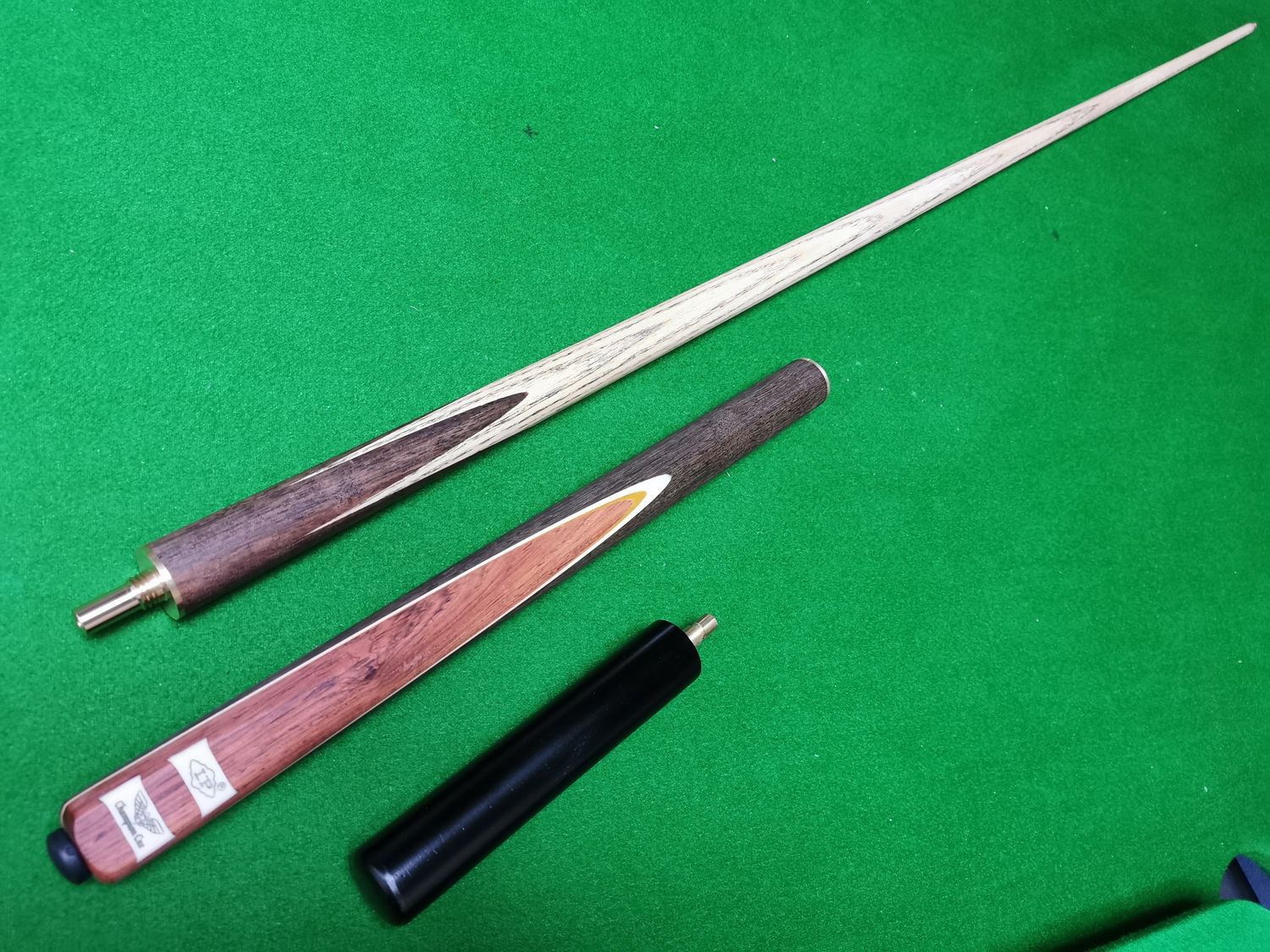 57.25 Inch Handmade Ash Champion 3/4 Snooker Cue with Cream Veneers + 9.5mm tip