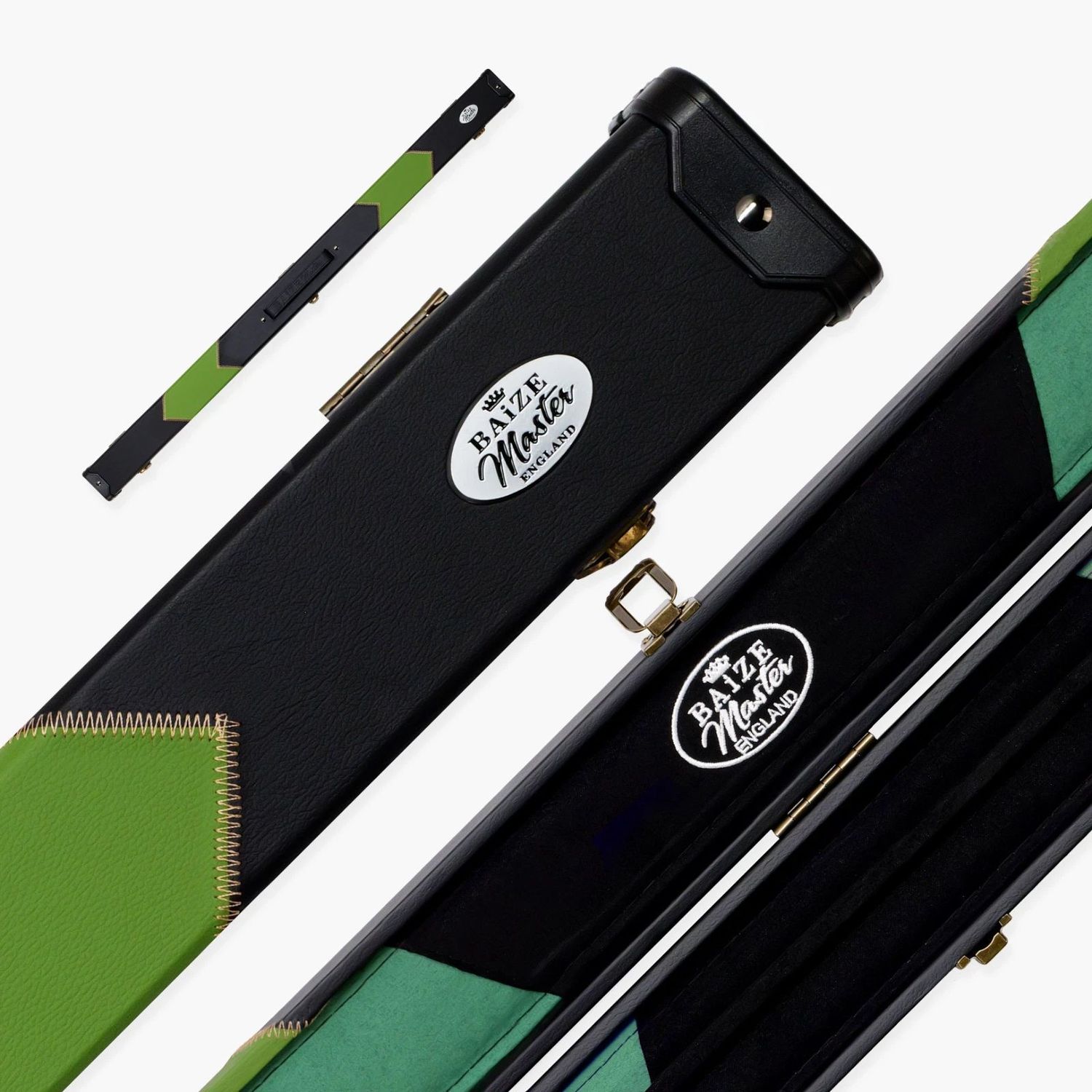 Baize Master ARROW Deluxe 3/4 Snooker cue case with Plastic Ends in Green - 2 Slots