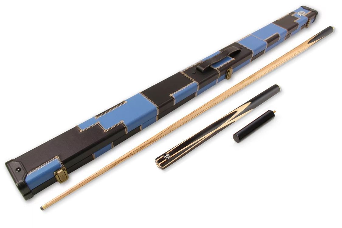 Black 3/4 Ebonised 4 Point Butt Snooker Pool Cue Set with 9mm tip + Mini Butt + Black and Blue Case