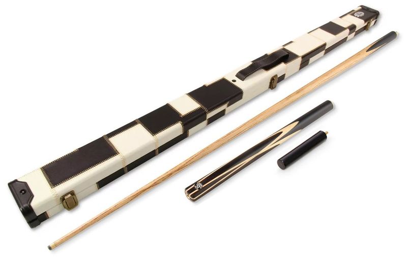 Black 3/4 Ebonised 4 Point Butt Snooker Pool Cue Set with 9mm tip + Mini Butt + Black and White Case