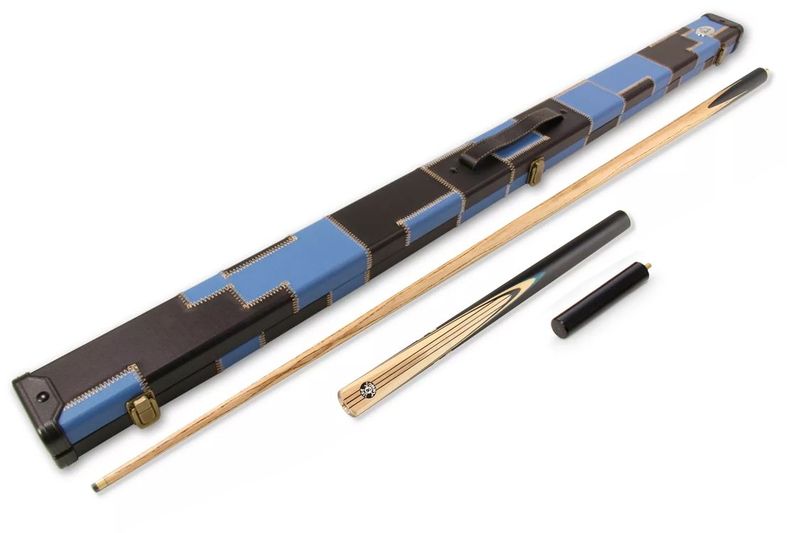 Blue 3/4 Ebonised 4 Point Butt Snooker Pool Cue Set with 9mm tip + Mini Butt + Black and Blue Case