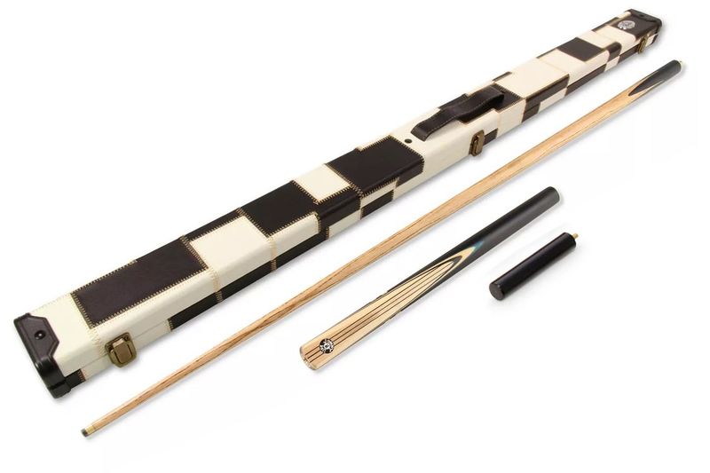 Blue 3/4 Ebonised 4 Point Butt Snooker Pool Cue Set with 9mm tip + Mini Butt + Black and White Case
