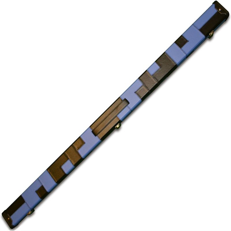 Handmade 3/4 Deluxe Patchwork Style Snooker Cue Case - Black / Blue