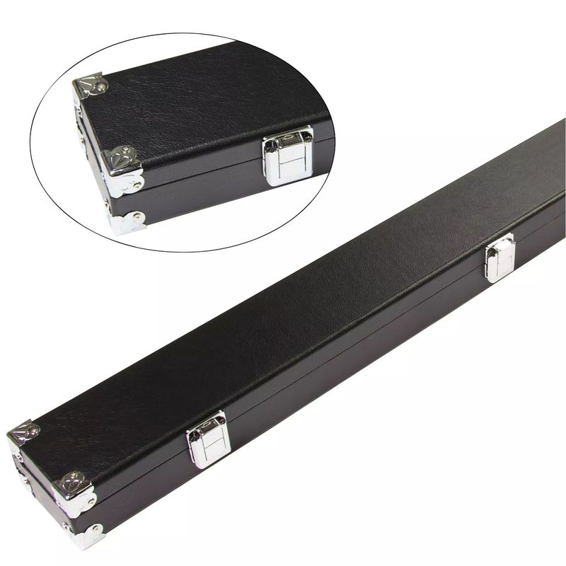 Long Hard BLACK 3/4 Snooker Cue Case with REINFORCED CORNERS and Foam Lined