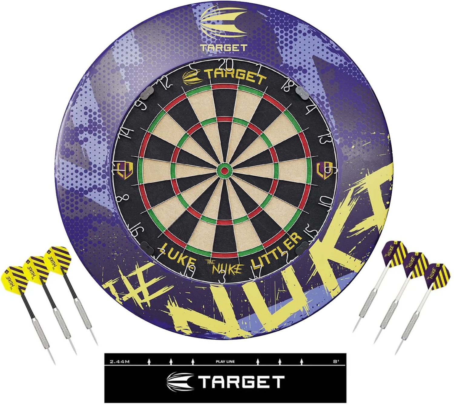 Luke Littler Darts Set with Dartboard + Surround and Darts