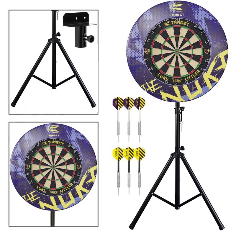 Luke Littler Darts Set with Portable Stand + Dartboard + Surround and Darts