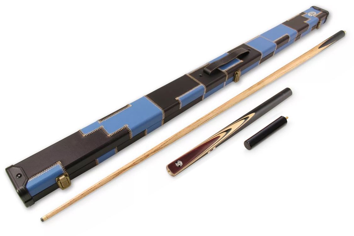 Redwood 3/4 Ebonised 4 Point Butt Snooker Pool Cue Set with 9mm tip + Mini Butt + Black and Blue Case