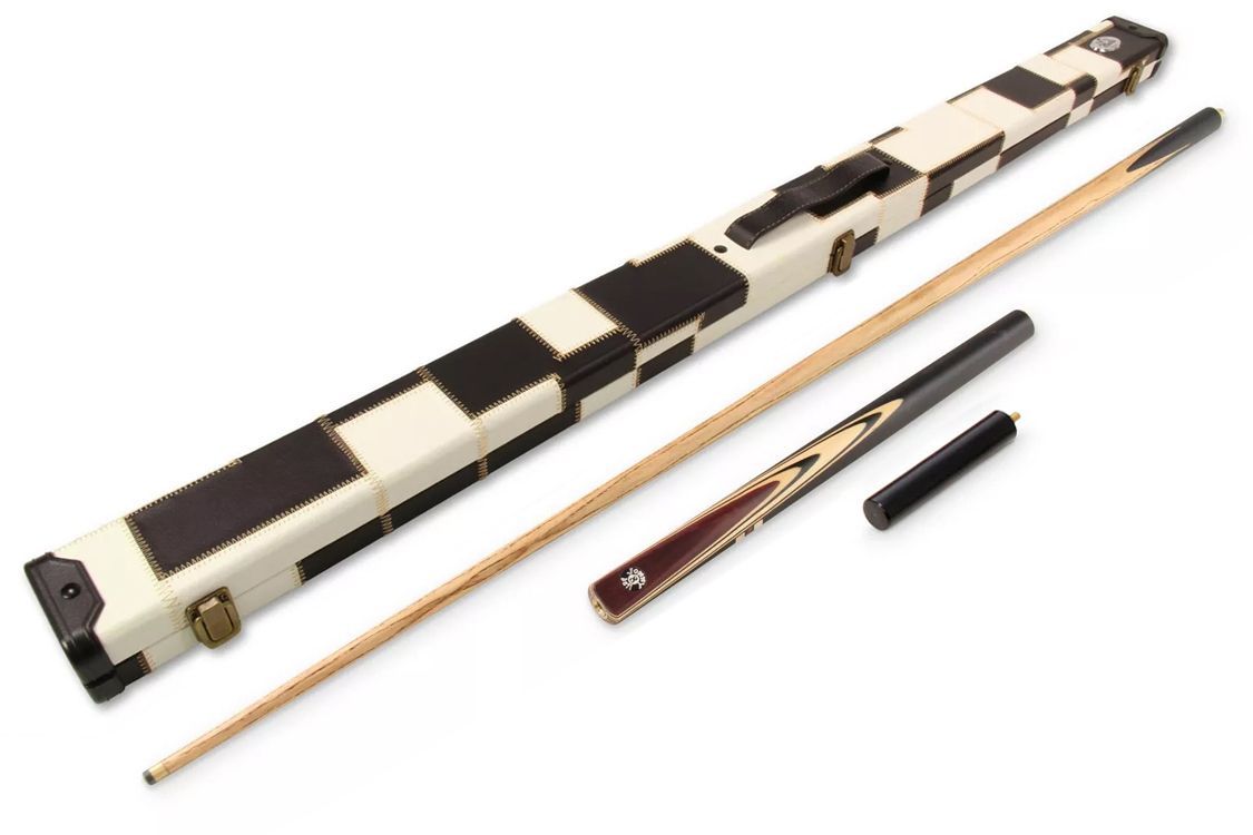 Redwood 3/4 Ebonised 4 Point Butt Snooker Pool Cue Set with 9mm tip + Mini Butt + Black and White Case