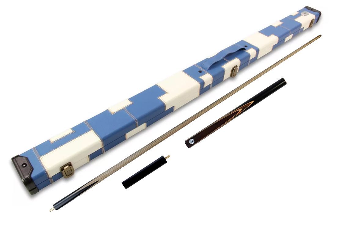 Tiger 3/4 Jointed Snooker Pool Cue Set + Deluxe Blue and White Patch Case