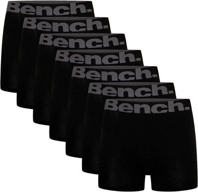 Bench 7 Pack Suttonia Mens Designer Boxer Shorts / Trunks in Black