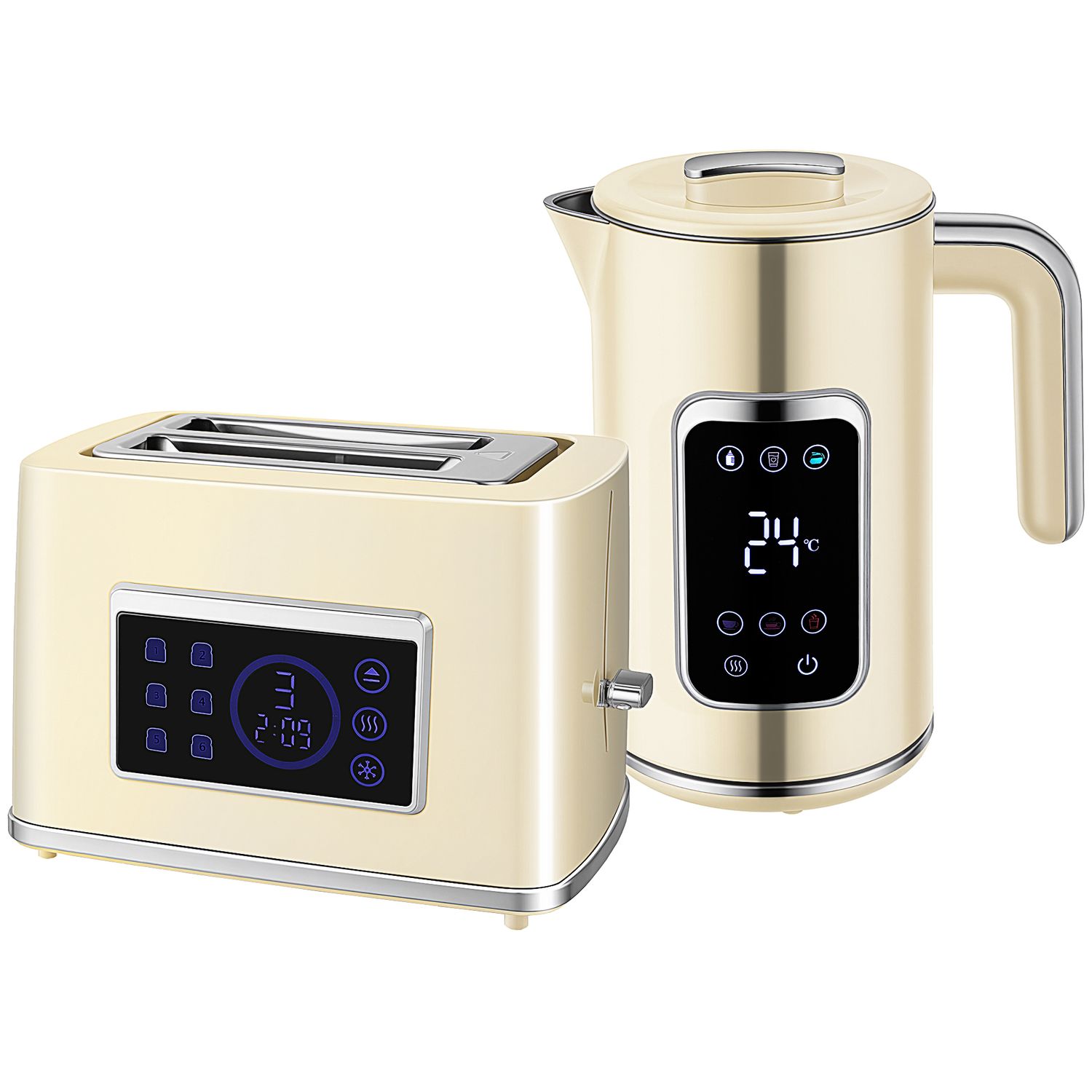 Kettle and Toaster Set 1.7L with Rapid Boil 3000W in Cream