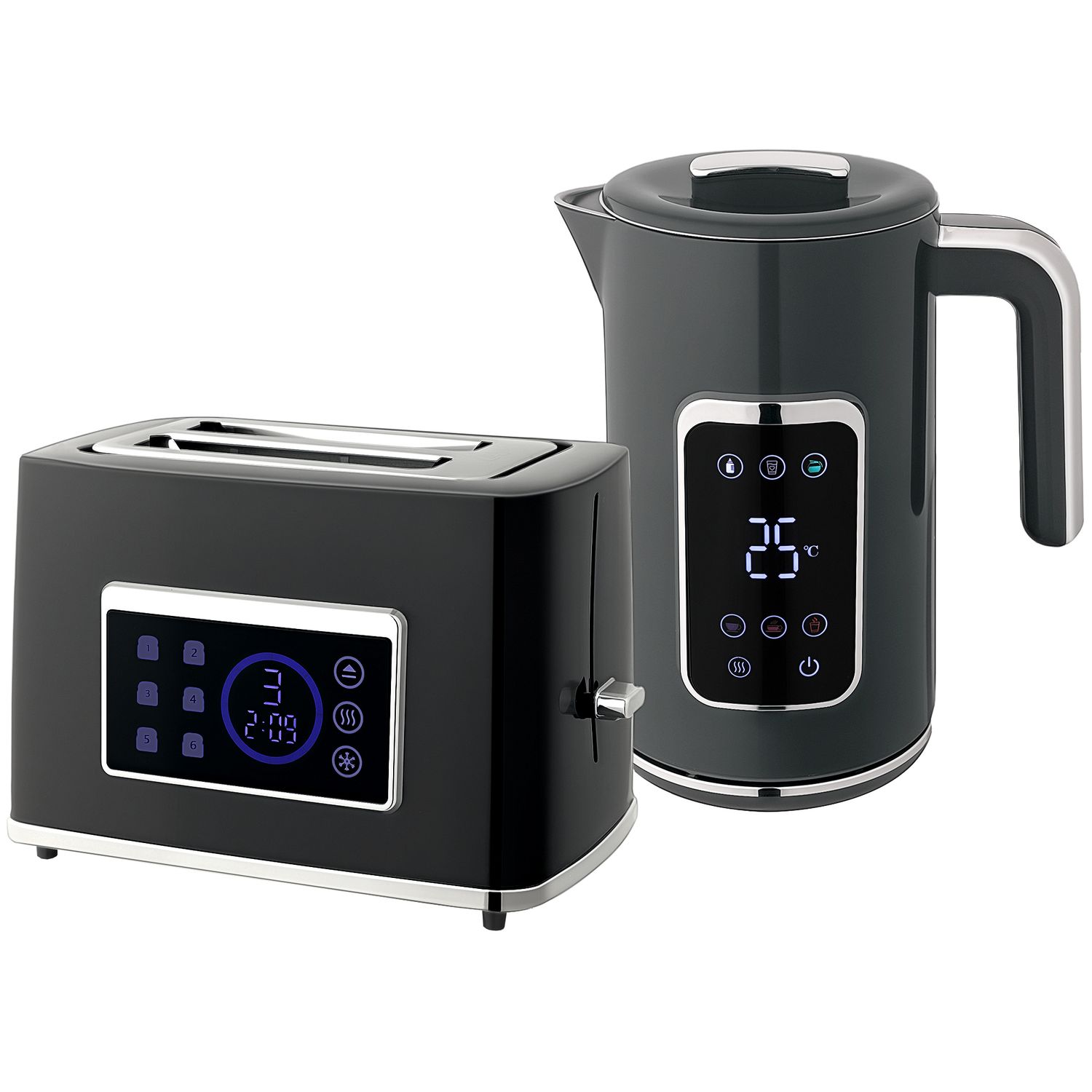 Kettle and Toaster Set 1.7L with Rapid Boil 3000W in Grey