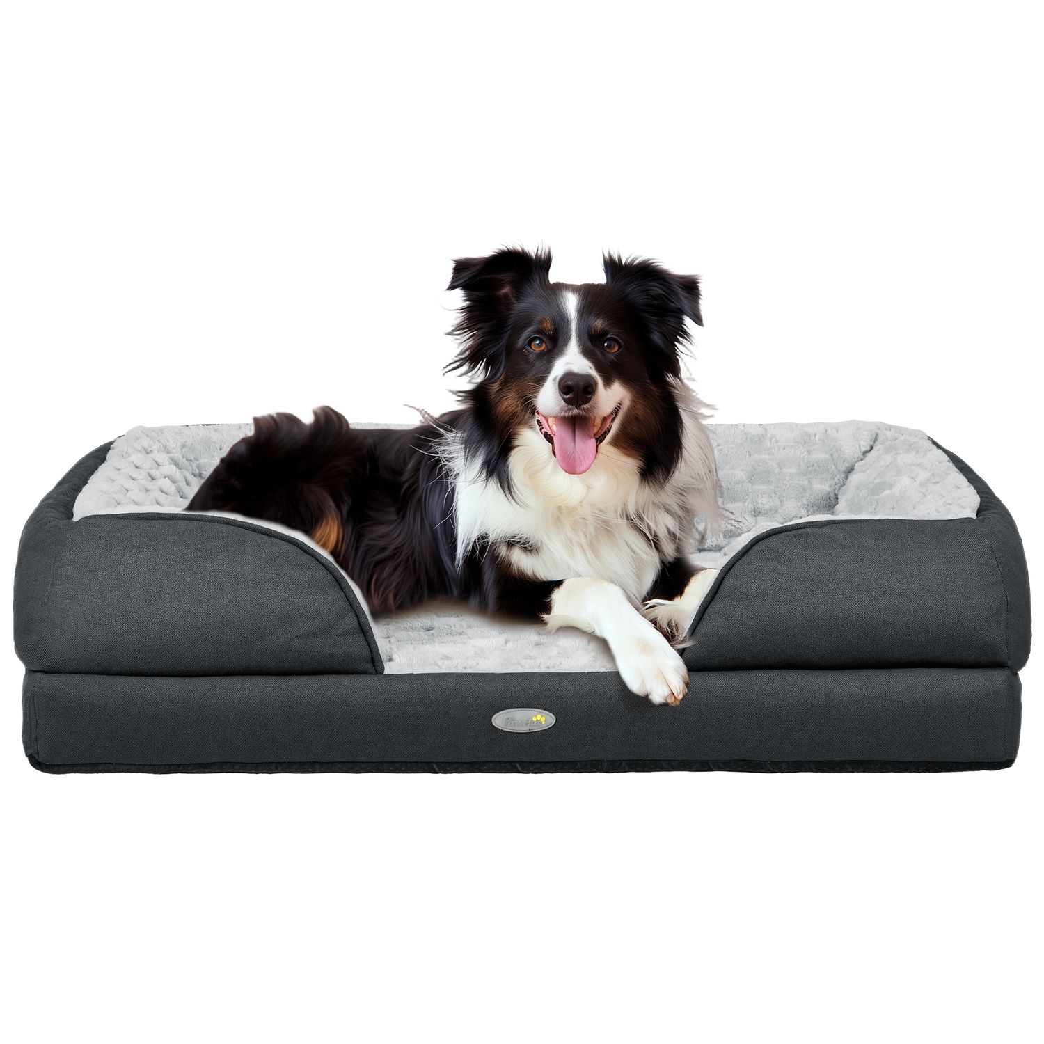 Luxury Calming Dog Bed for Medium Dogs 90L x 69W x 21Hcm in Charcoal Grey