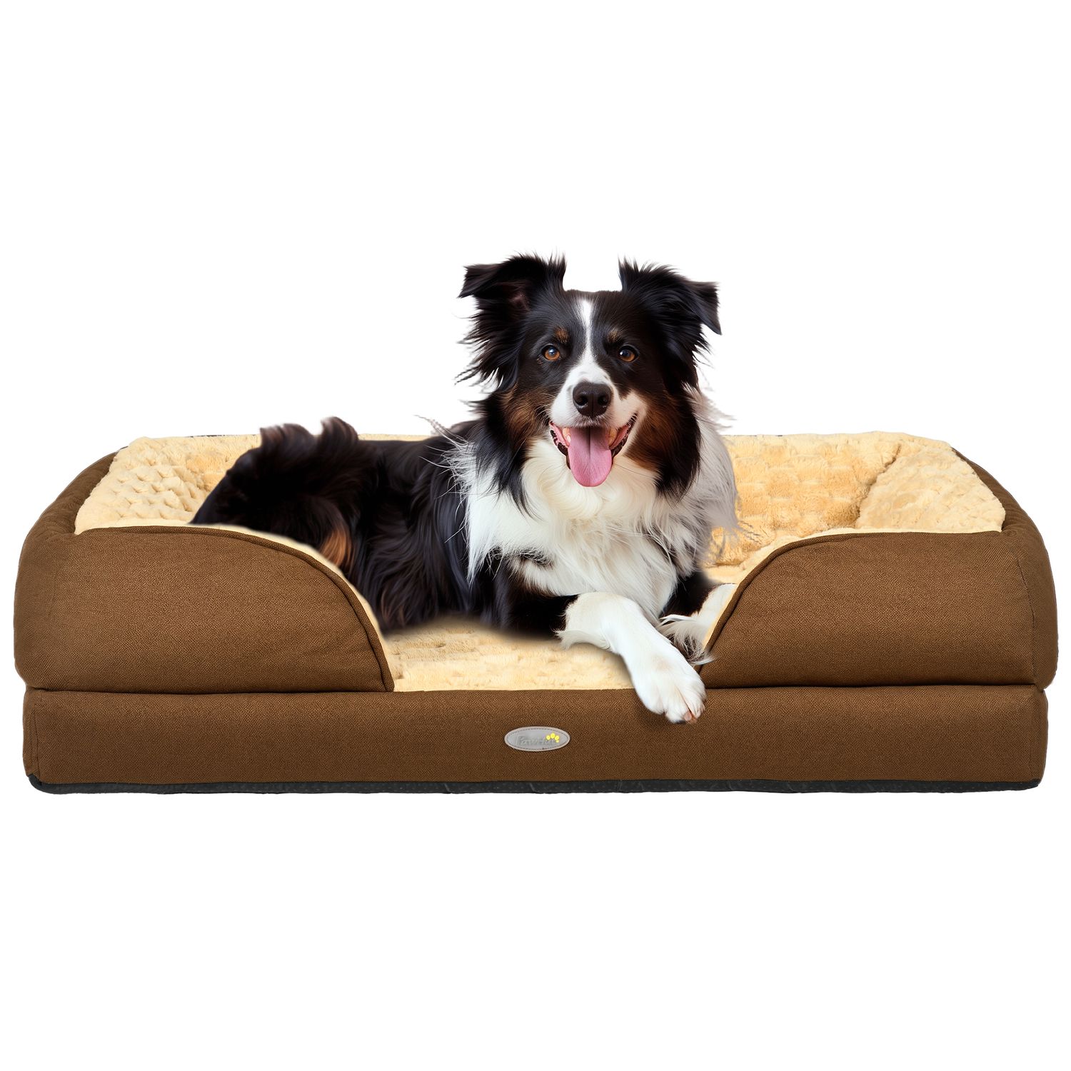 Luxury Calming Dog Bed for Medium Dogs 90L x 69W x 21Hcm in Brown