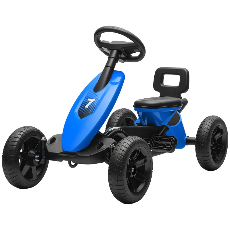Pedal Go Kart for Kids 2-5 Years with Silent EVA Wheels in Blue