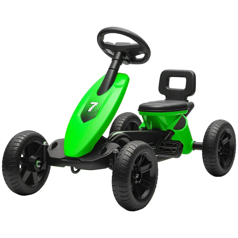 Pedal Go Kart for Kids 2-5 Years with Silent EVA Wheels in Green