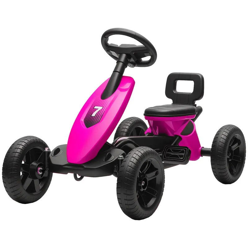 Pedal Go Kart for Kids 2-5 Years with Silent EVA Wheels in Pink