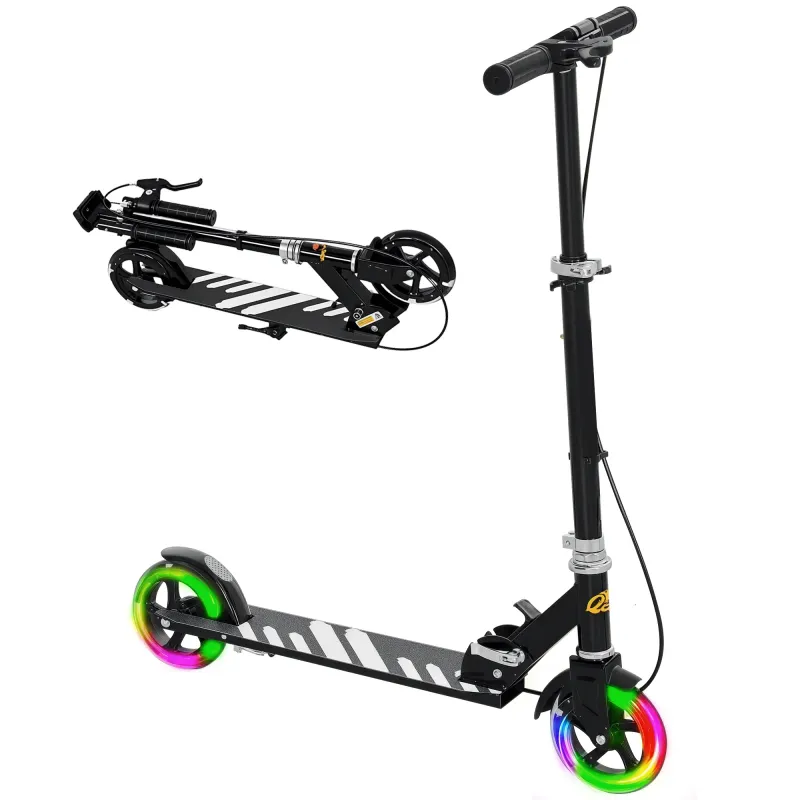 Scooter for Kids Aged 3-8 Years with Light Up Wheels in Black
