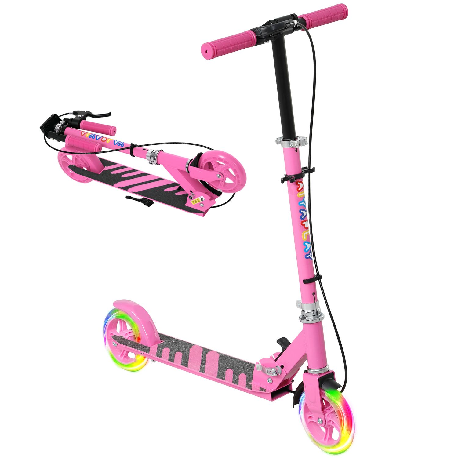 Scooter for Kids Aged 3-8 Years with Light Up Wheels in Pink