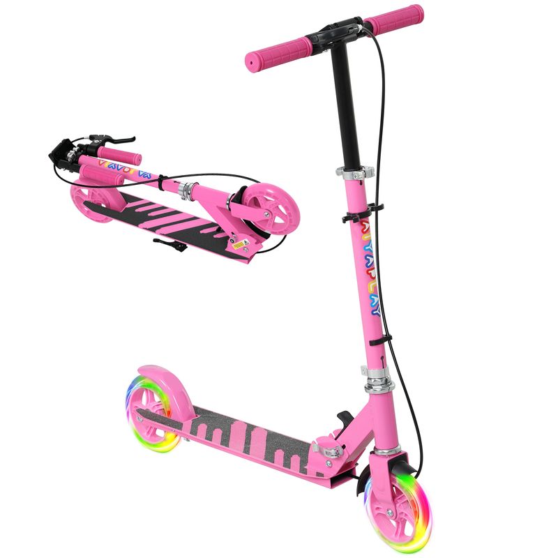 Scooter for Kids Aged 3-8 Years with Light Up Wheels in Pink
