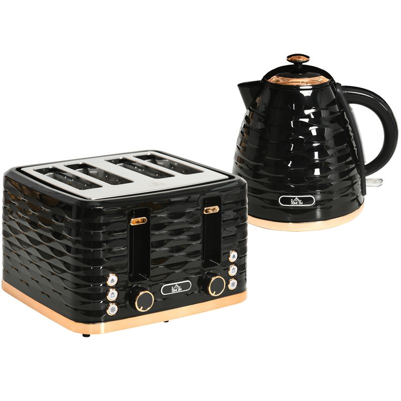 1.7 Litre Kettle and Toaster Set  3000W with Rapid Boil in Black