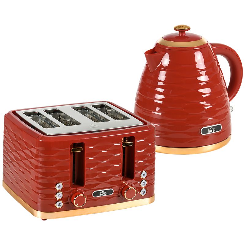 1.7 Litre Kettle and Toaster Set  3000W with Rapid Boil in Red