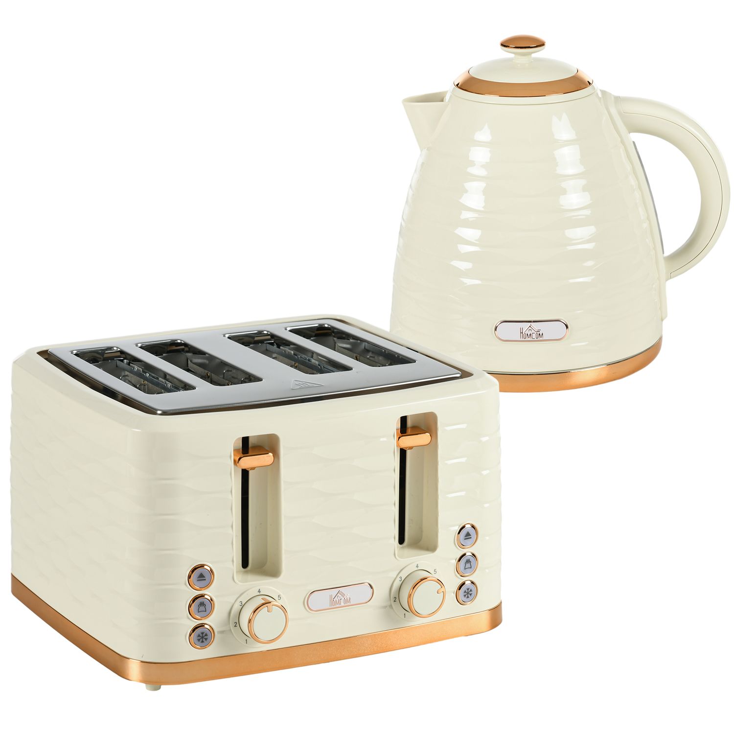 1.7 Litre Kettle and Toaster Set  3000W with Rapid Boil in Beige