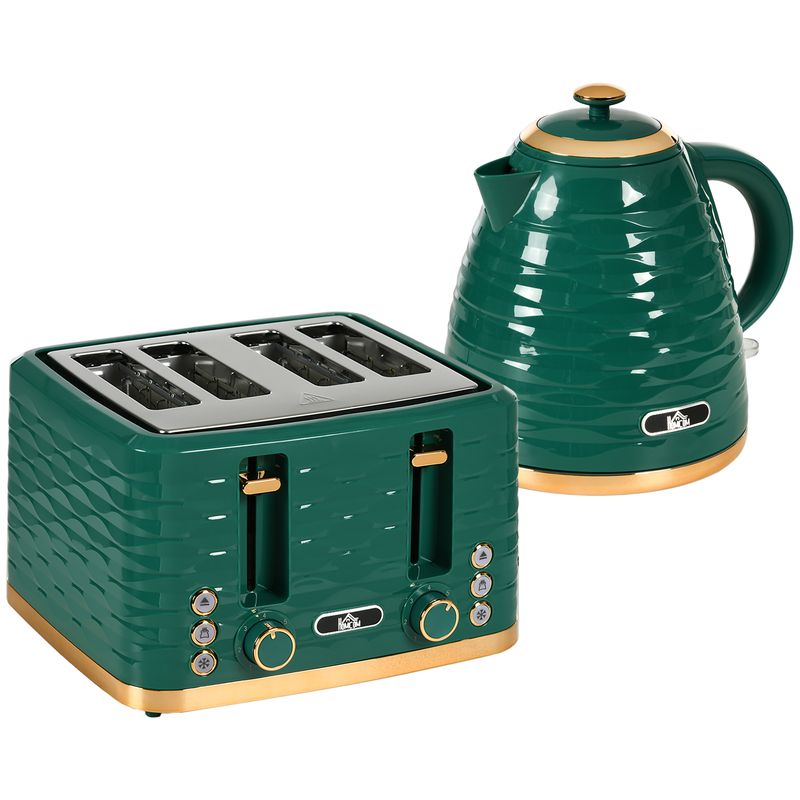 1.7 Litre Kettle and Toaster Set  3000W with Rapid Boil in Green