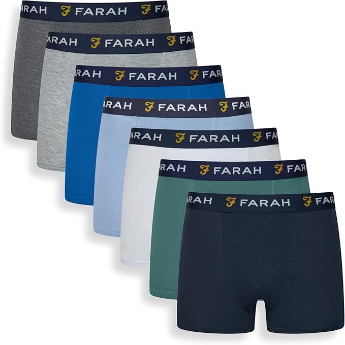 Farah 7 Pack Chander Mens Designer Boxer Shorts / Trunks in Multicolour