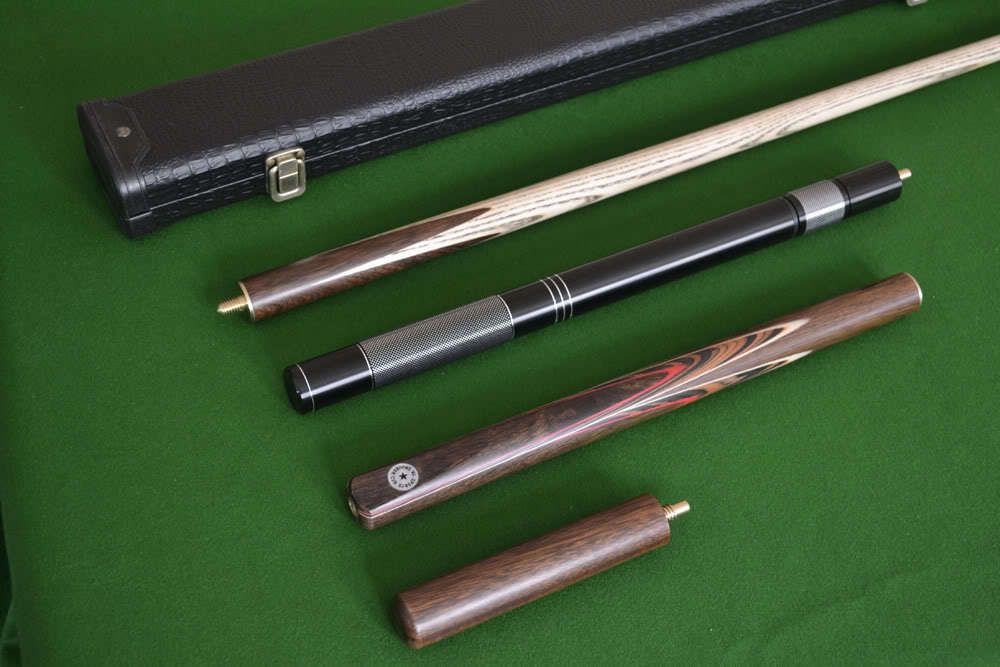 Handmade 3/4 Piece 57 Inch Ash Snooker/Pool Cue Complete Set - Black Case/Extension/Rosewood Butt Handmade 3/4 Piece 57 Inch Ash Snooker/Pool Cue Complete Set - Black Case/Extension/Rosewood Butt