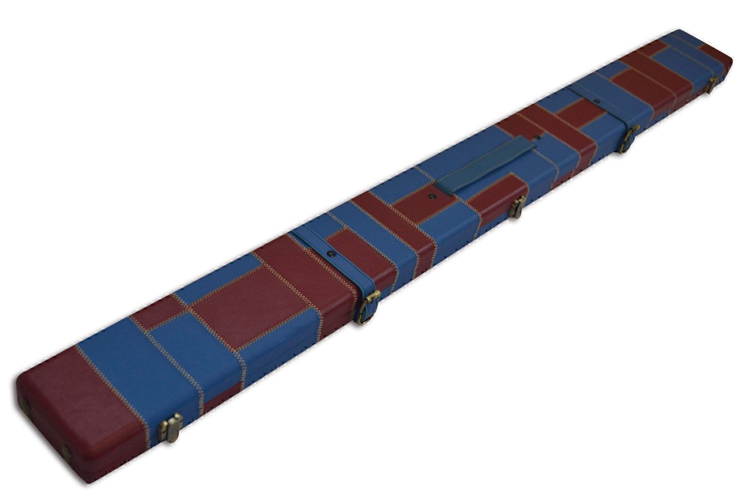 Handmade Wide 3/4 Red/Blue Tournament Style Snooker Cue Case with 3 Compartments Handmade Wide 3/4 Red/Blue Tournament Style Snooker Cue Case with 3 Compartments